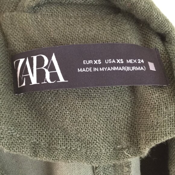 Zara Longline Oversized Linen Blend Olive Blazer Jacker xs - Picture 8 of 13